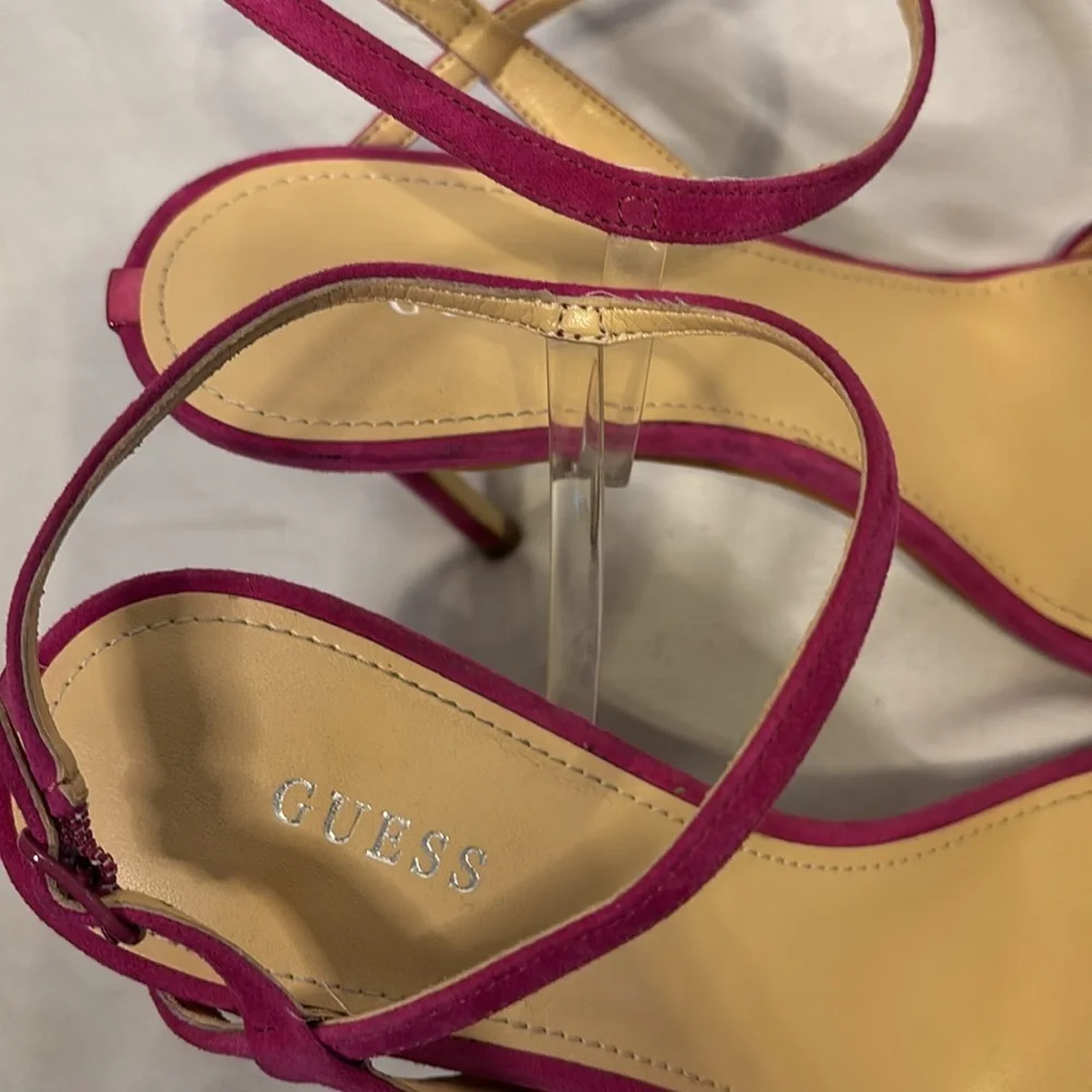Guess Women's Kabelle4 Heeled Sandal Fuchsia Size 9 Strappy Stiletto Suede - Picture 4 of 8